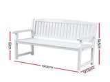 Gardeon Outdoor Garden Bench Wooden 2 Seater Lounge Chair Patio Furniture White ODB-4412W-WH