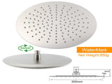Brushed Nickel Round 12" Shower Rain Head 300mm Brass Ceiling Dropper Arm Set V1233-A511300NKSR112N