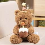 30cm Birthday Cake Teddy Bear Plush Toy - Soft Hugging Pillow with Party Hat V888-ELOSUNG51389