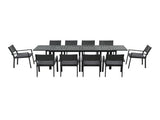 Gardeon Outdoor Dining Set 11PCS Aluminum Extendable Table and Chairs Patio Furniture Black FF-DINING-11ALU-BK-ABCD
