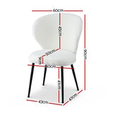 Artiss 4x Dining Chairs Sherpa Boucle Wing Back White UPHO-C-DIN-2514-WHX4