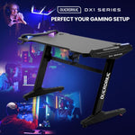 OVERDRIVE Gaming Desk, 120x60cm, Carbon Fiber Styling, LED Lights, Headset Hanger, Cup Holder, Cable V219-OVGDFF10A