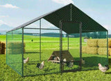 Heavy Duty Large Black Metal Walk-In Chicken Run Coop with Cover, 276x207x300cm V178-59375