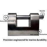 Heavy-Duty Outdoor Padlock - Weatherproof Stainless Steel, Keyed Security Lock for Shed, Gate & Bike V1366-AZ2-W-14362