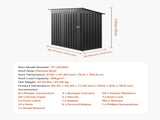 1533 x 876 x 1815 mm Metal Garden Shed, Storage Building with Lockable Door & 2 Louver Vents, Sloped V952-GJF53FTHHSMSOZT3V001V0