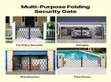 Double Folding Security Gate, Lockable Scissor Gate with 360 degree Swivel Casters, Outdoor V952-GZSZDAQM63395RNRL001V0