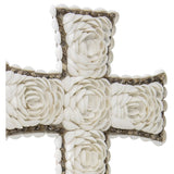 Handcrafted Weave & White Shell 'Flower' Wall Hanging Cross 16x3cm V637-33797CRS