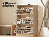 Artiss Shoe Cabinet Storage Drawer 45 Pairs Pine FURNI-N-SHOE-3D-WD