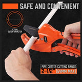 HORUSDY PVC Ratchet Cutter 64mm 2 - 1/2" Deburring Tool Rubber Handle Hand Tool V465-95608-AU-5