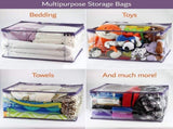 Clear Vinyl Zippered Storage Bags 40L Sturdy Storage Bags for Sweaters, Blankets, V1258-DP02-WO-210