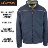 Mens Full Zip Sherpa Polar Fleece Jumper Lined Warm Winter Jacket Pullover - XL V563-CJ35-NVY-XL