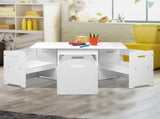 Keezi 3PCS Kids Table and Chairs Set Storage Toys Play Activity Desk FUNKI-RUDY-WH