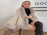 Imitation Mink Collar Knit Shawl Autumn/Winter Retro Cape, Elegant, Versatile, and V1232-FLDMWT001