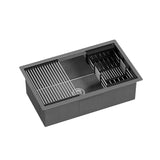 Cefito Kitchen Sink 70X45CM Stainless Steel Single Bowl Drain Rack Basket Black SINK-R10-7045T-BK