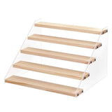 5 Tier Spice Rack Organizer, 12" Wood Display Shelf with Clear Acrylic Sides, Tiered Storage for V1369-AZ3-W-08657