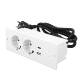 Recessed Power Strip 3 in 1 USB Type C Socket Embedded Desktop Outlet with Switch and Cable for V1294-YM0901-3114240087411