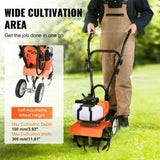 Tiller Cultivator Gas Powered, 43CC 2-Stroke Garden Cultivator, Tiller with 4 Steel Adjustable Front V952-RYGYJ43CCECC62UOPV0