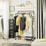 SONGMICS Industrial Pipe Clothes Rack on Wheels with Hanging Rack Organizer Black V227-8498402114630