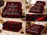 Christmas Home Comfort Set with Flannel Throw Blanket 130x150cm, Plush Indoor Slippers AU 6-7 and V888-ELOSUNG54167