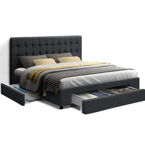 Artiss Bed Frame Queen Size with 4 Drawers Charcoal AVIO BFRAME-F-AVIO-Q-CHA-ABC