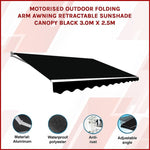 Motorised Outdoor Folding Arm Awning Retractable Sunshade Canopy Black 3.0m x 2.5m V63-842841