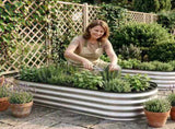 Green Fingers Raised Garden Bed Galvanised Oval Metal Planter Box Large Outdoor 150x70x30cm Silver GB-OVAL-1507030-SL