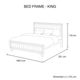 4 Pieces Bedroom Suite King Size Silver Brush in Acacia Wood Construction Bed, Bedside Table & V43-BDS-SSH-4PC-DRS-K