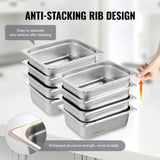VEVOR 8 Pack Hotel Pans, 1/2 Size Anti-Jam Steam Pan with Lid, 0.8mm Thick Stainless Steel Steam V952-12BCCPBXG8JTGXJ0JV0