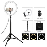 11.8 Led Ring Light With Tripod And Phone Clamp - 3 Modes Dual Colour Temperature Dimmable - Black V562-B1603TKP