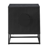 Sarantino Silvia Bedside Table with 2 Drawers and Black Handles CBT-91S-0TZ-BLK