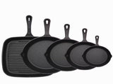 Five-piece set Heavy Duty Cast Iron Skillet & Grill Pan Thickened Vintage Style Cookware for Steak V888-ELOSUNG40411