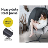 Gardeon Outdoor Egg Swing Chair Patio Furniture Pod Stand Canopy Foldable Grey HM-EGG-FOLD-S-GREY