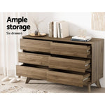 Artiss 6 Chest of Drawers - XAVI Walnut FURNI-E-CDR-6D-WD-AB