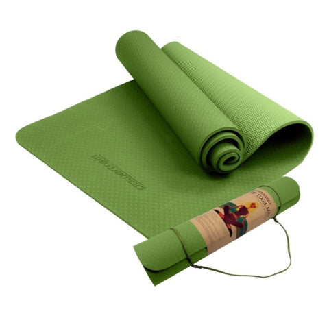 Powertrain TPE Yoga Pilates Exercise Mat 6mm - Green YM-TPE-SC-GN