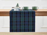 Linen Table Runner 72 Inches Long - 100% Pure Linen Blackwatch Blue and Green Plaid Table Runner 14 V1192-AZ-W-9698