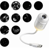 2 in 1 Projector Night Light USB Starry Sky Projection Lamp with Adjustable Brightness for Bedroom V1192-AZ-W-26362