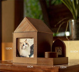 Pet Urn Nostalgia Passing Away Dog Cat Cabin Urn with Photo Frame Pet Coffin - Brown - Size Small V1107-136-08162-BRN-SMALLGROUP