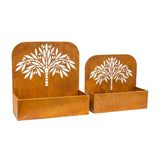 Set 2 Nested Rust 'Tree' Wall/Floor Planters 50cm, 45cm V637-48105PLN