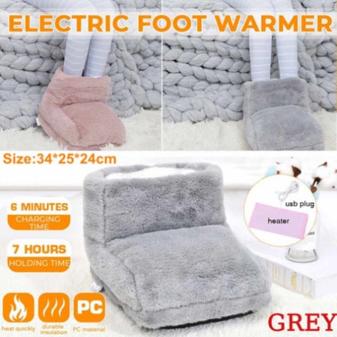 Grey ELECTRIC HEATED FOOT COMFORT WARMER Feet Boots Slipper Tools Heating Socks Shoe V201-W12983766