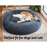 i.Pet Pet Bed Dog Cat 90cm Large Calming Soft Plush Bed Dark Grey PET-BED-D90-DKGR