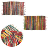Set of 2 Random Colour Hand Made Cotton Rich Chindi Floor Rugs 60 x 90 cm V442-JTC-FLOORR-CHINDISETOF2-MULTI-RE