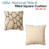 Accessorize Alba Natural Black Filled Square Cushion V442-HIN-CUSHION-ALBA-NATURALBLACK-SQ