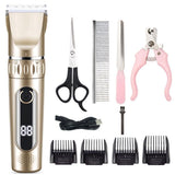 Electric Dog Cat Grooming Kit Cordless Pet Hair Shaver Scissors Clippers Trimmer White V1263-JX-6931