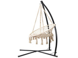 Gardeon Hammock Chair with Steel Stand Macrame Outdoor Swinging Cream HM-CHAIR-SWING-CREAM-X