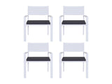 Gardeon 4PC Outdoor Dining Chairs Stackable Aluminum Lounge Chair Patio Furniture ODF-CHAIR-ALU-WH-4X
