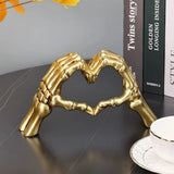 Halloween Resin Abstract Skeleton Statue Love Ornaments Heart Shape Finger Gesture Figurines V1366-AZ2-W-16606