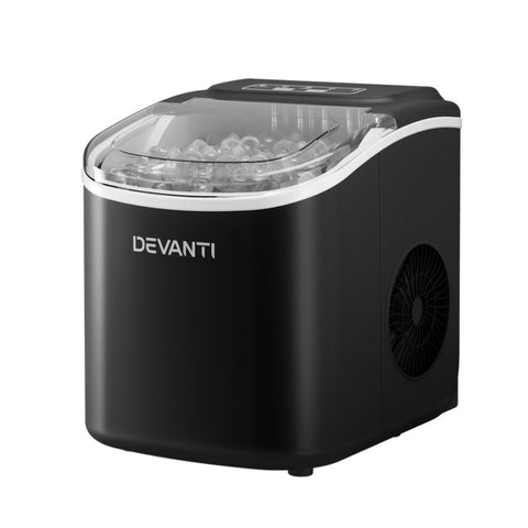 Devanti Portable Ice Maker Machine Ice Cube Tray 12kg Bar Countertop Black IM-ZB12H-BK