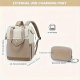White with black Korean-style Fashion Compact Backpack, Multi-functional & Large Capacity, V1232-HXJZBB002