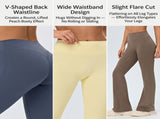 Red Size M Women's High Waisted Yoga Flare Leggings - V Back Seam Micro Flare Workout Pants with V888-ELOSUNG57304-2