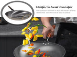10.5 Inch Iron Wok Pan with Wooden Handle, Black Multifunctional Frying, Cooking, and Grilling Pan V1370-AZ4-19929